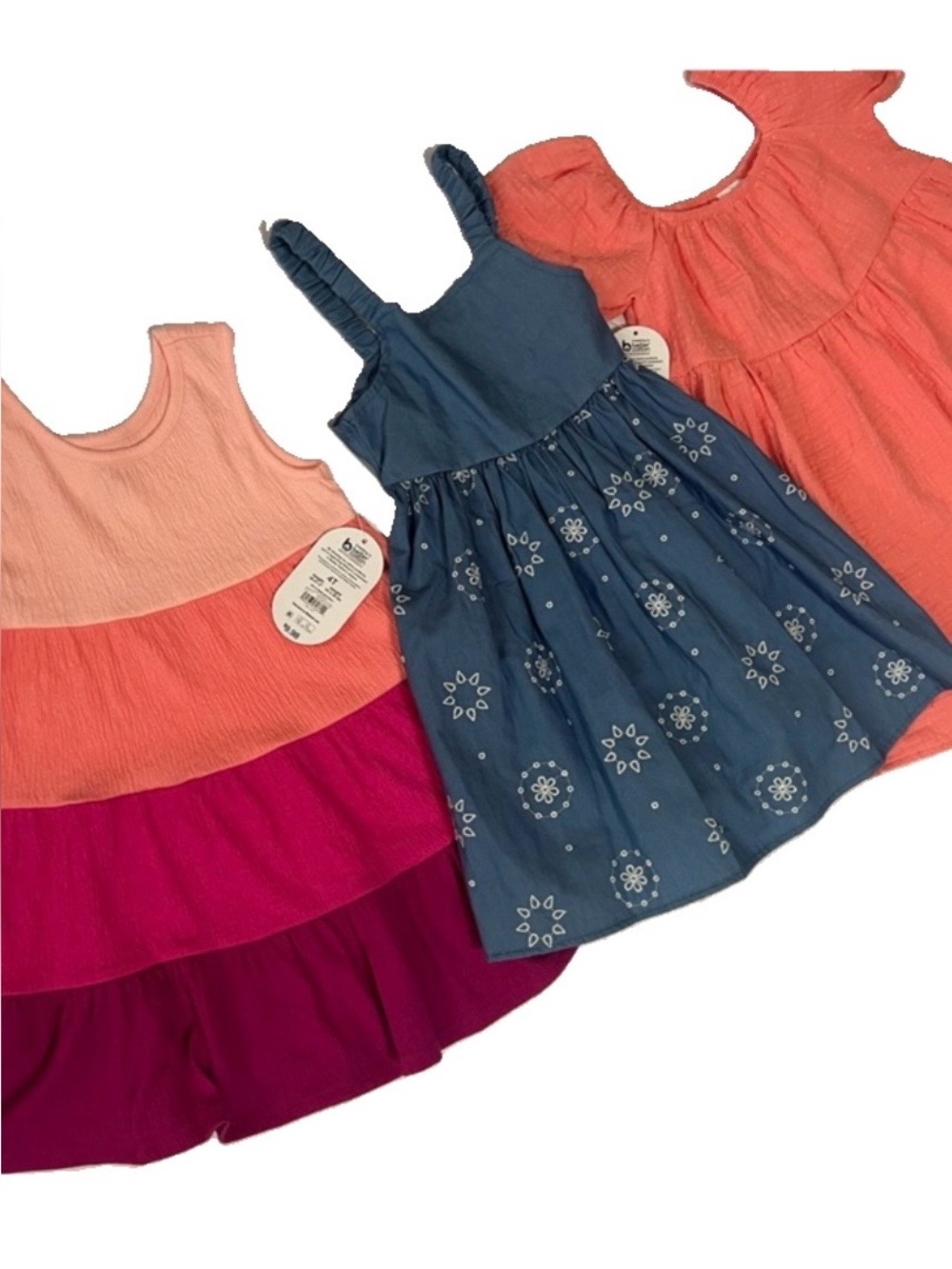 3 Wonder Nation Blue and Pink Kids Dress Trio